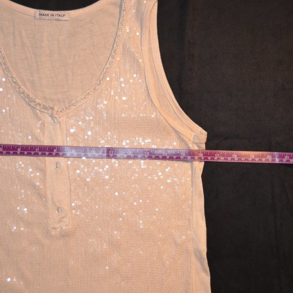 Made in Italy full sequin front nude henley camisole size S - Picture 9 of 15